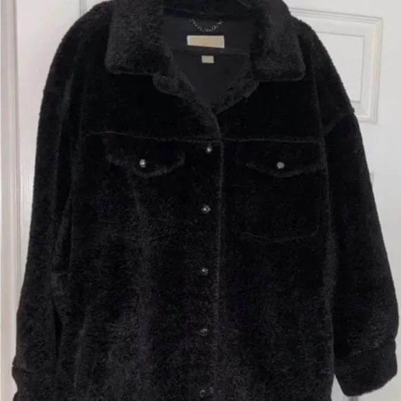 Michael Kors Women's Plus Size Faux-Shearling Shirt Jacket, Created for … - Picture 4 of 7